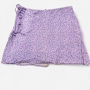 Zara Lilac Leaf Print Mini Skirt